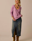 Juliet V-Neck Sweater: Lupine Heather