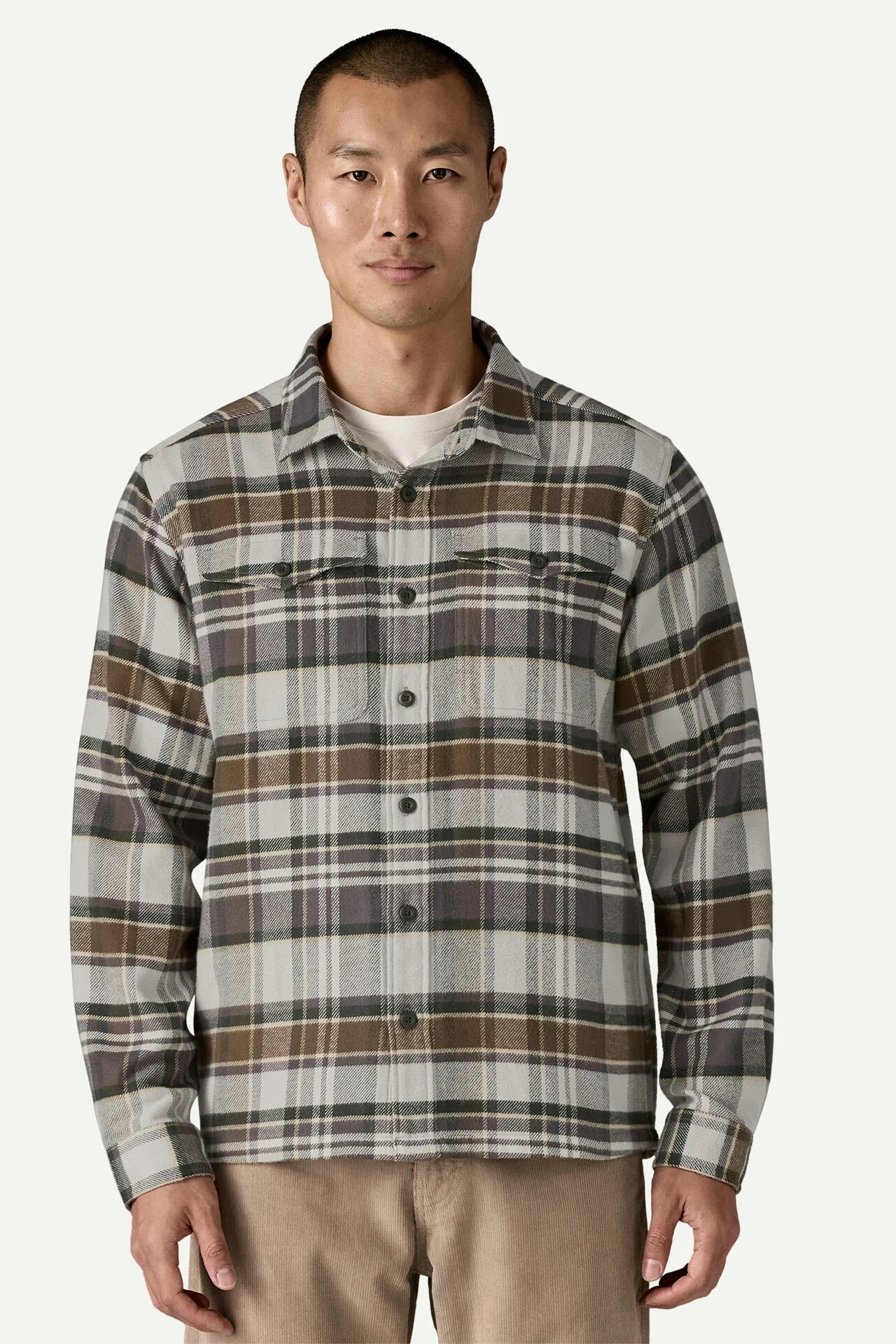 Patagonia M's Fjord Flannel Shirt: Blizzard Salt Grey