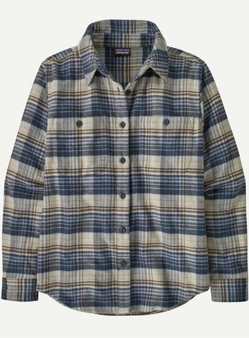 Patagonia W's Fjord Flannel Shirt: River Plaid: Barnacle Blue