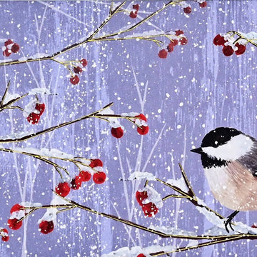 Snowy Chickadees Panoramic Boxed Holiday Cards
