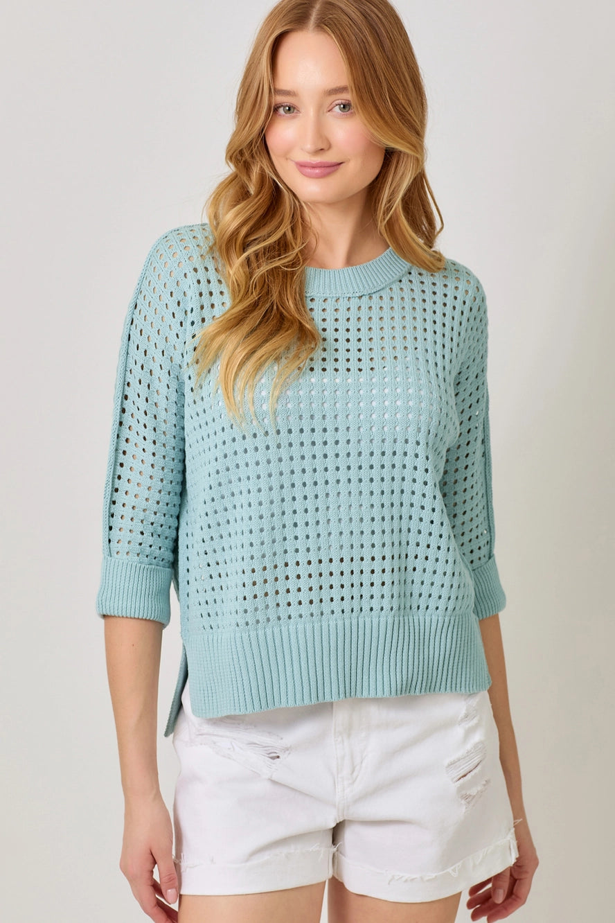 Open Stitch High Low Sweater