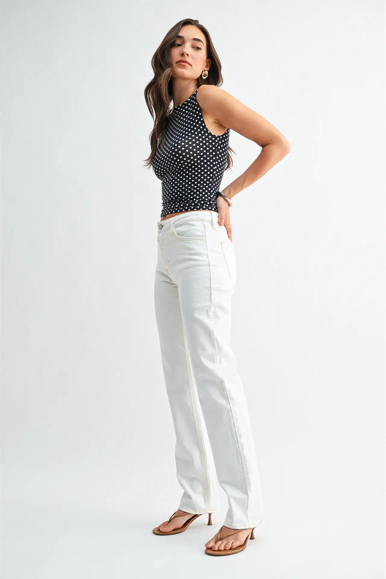 JBD Mid Rise Stovepipe Straight Leg Off White Jeans