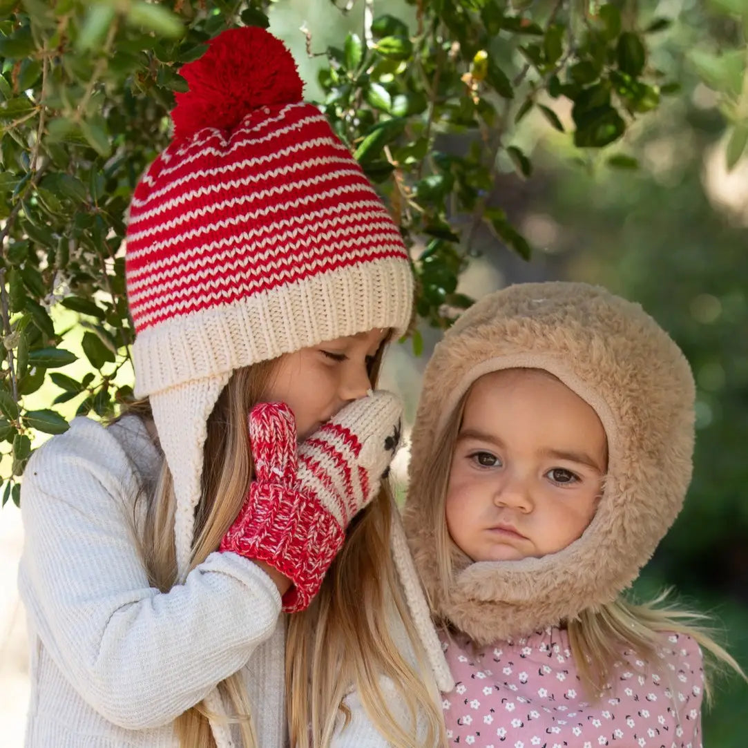 Toddler Soft Knit Earflap Hat with Chin Strap