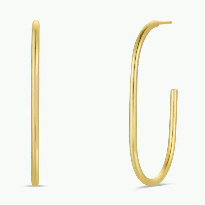 JK Gold Open Large Oval Hoop Earrings