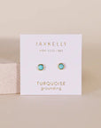 JK Simple Stud Earrings Turquoise 18K Gold Plated
