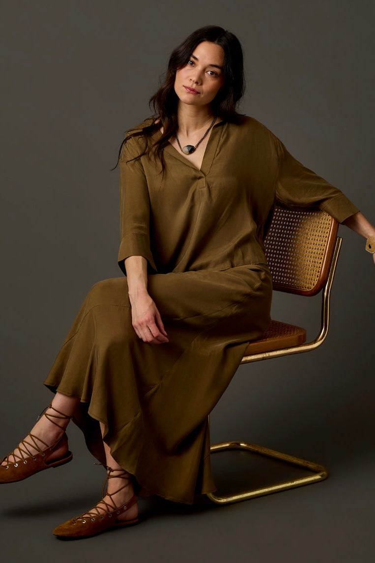 Tess Kindsilk Skirt: Teak