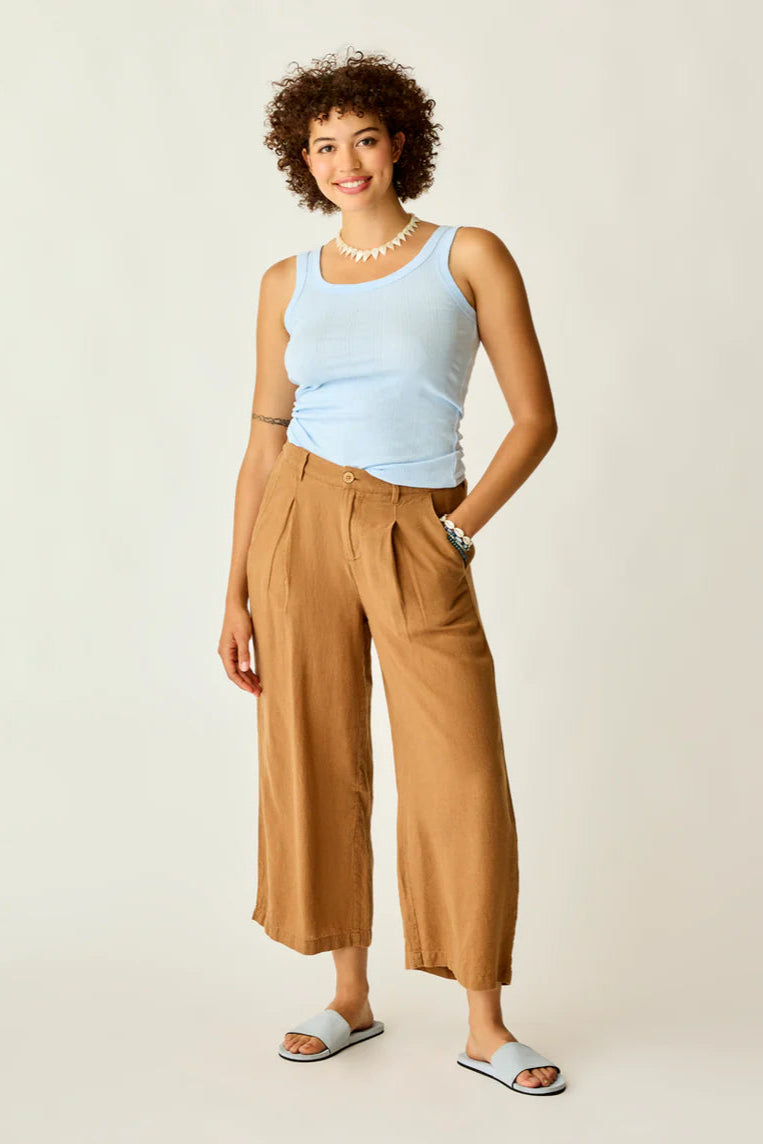 Suki Linen Pant: Rum Chambray