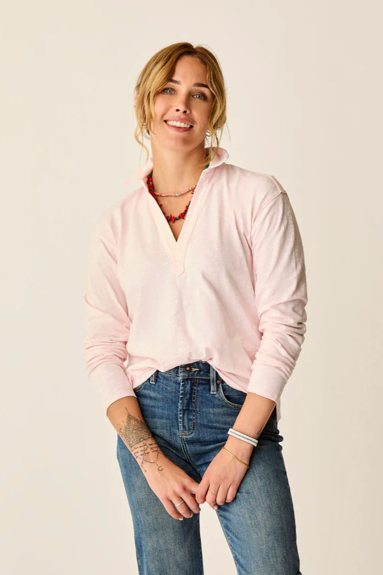 Carve Mara Slub Organic Cotton Polo Shirt: Pastel