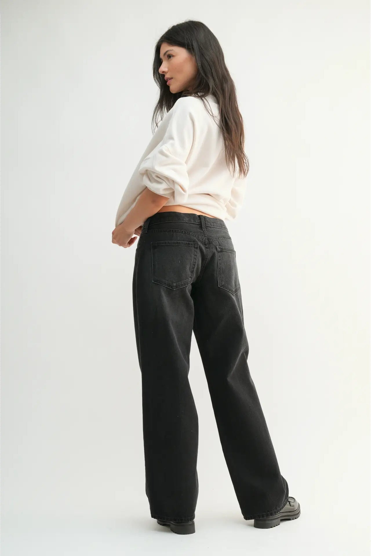 The Low Rise Black Denim Slouch Jean
