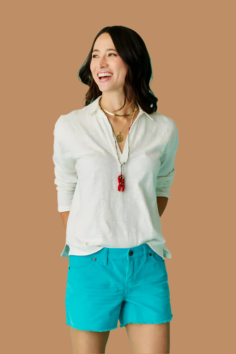 Carve Mara Slub Organic Cotton Polo Shirt: Cloud