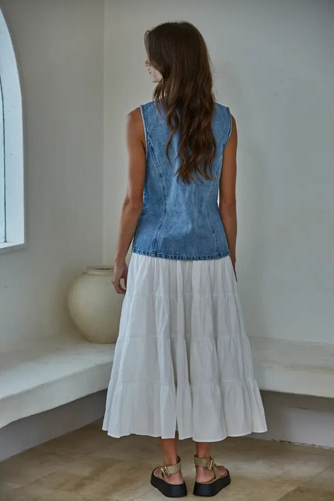 Denim Button Down Vest