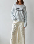 A Little Fishy Light Blue Crew Neck Sweater