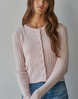 Knit Cable Sweater Cotton Button Down Cardigan Top