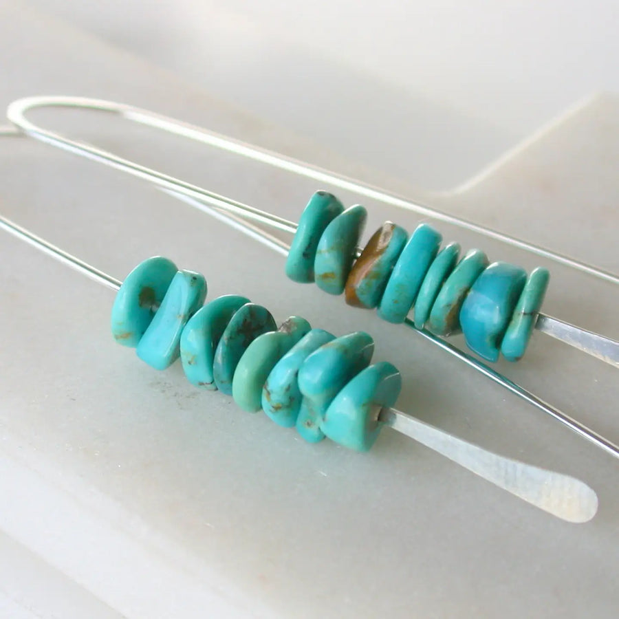 Turquoise Stack Threader Earrings