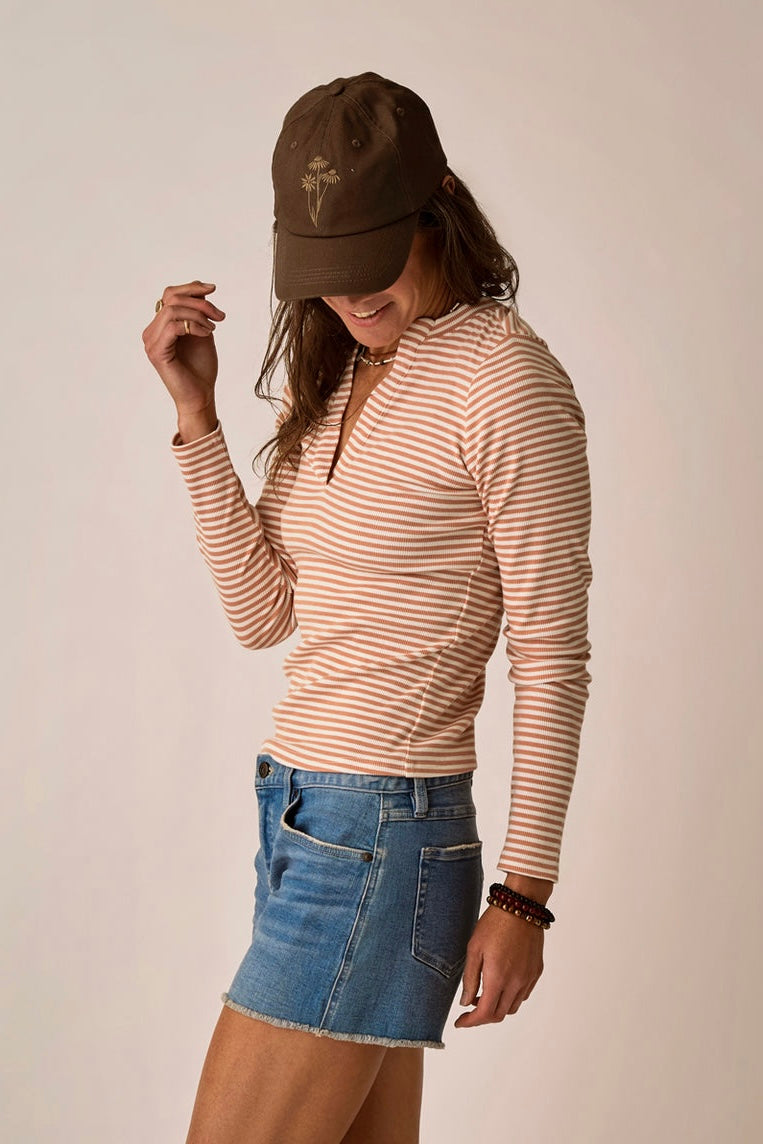 The Ever Henley-Crema Stripe
