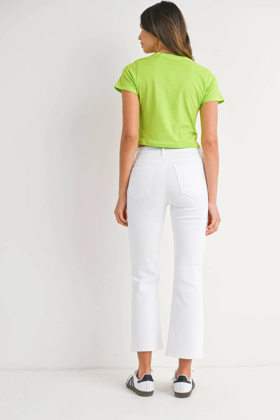 Patch Pocket Cropped White Denim Jeans