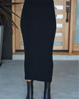 Ribbed Fitted Midi Skirt
