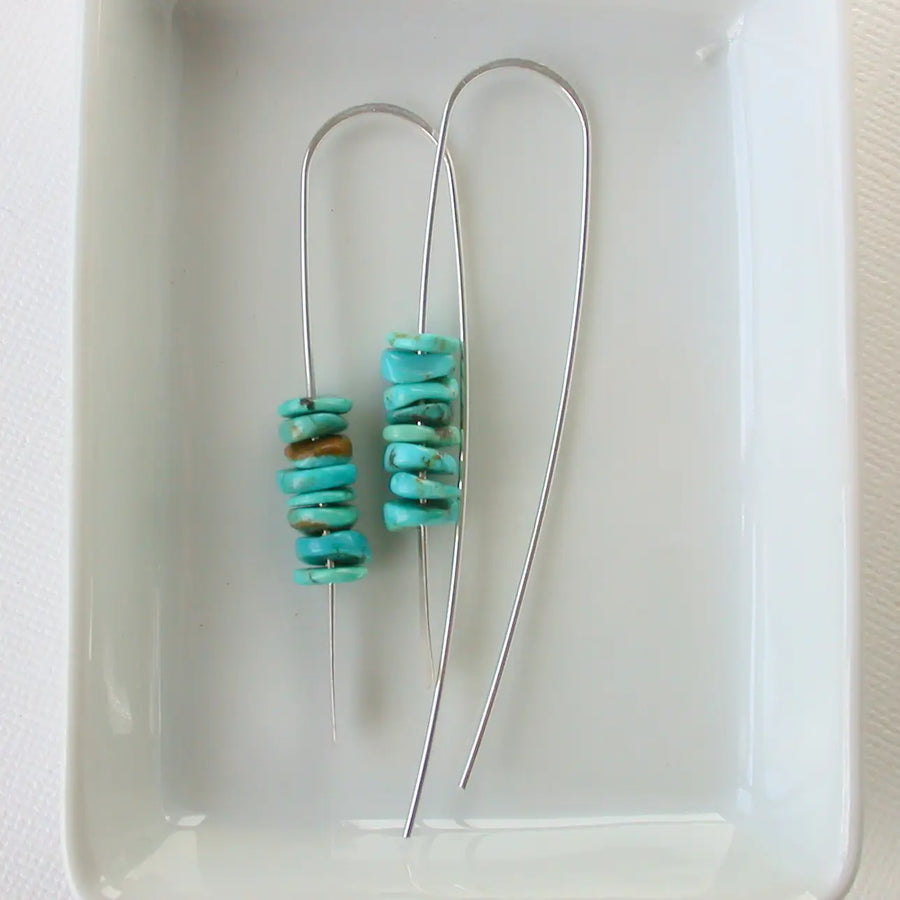 Turquoise Stack Threader Earrings
