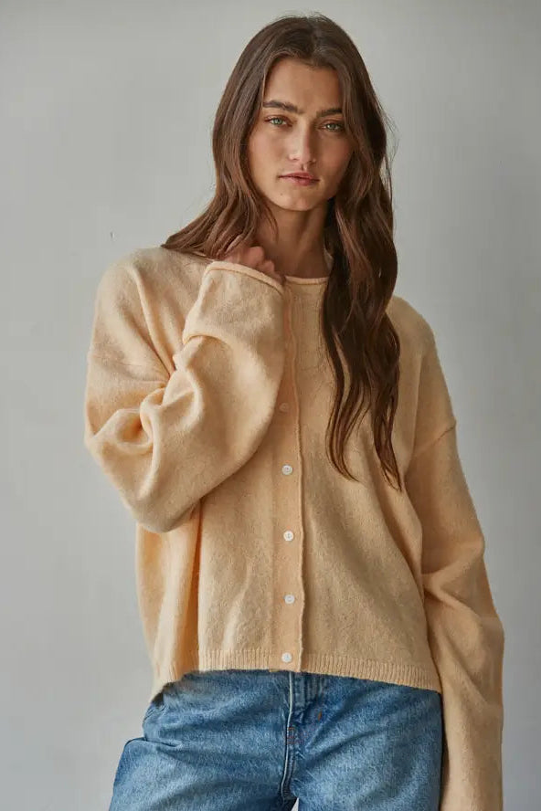 Apricot Knit Sweater Cardigan