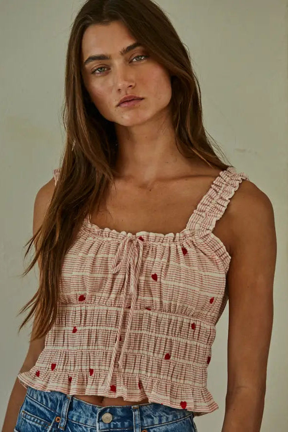 I Heart You Too Smocked Crop Tank