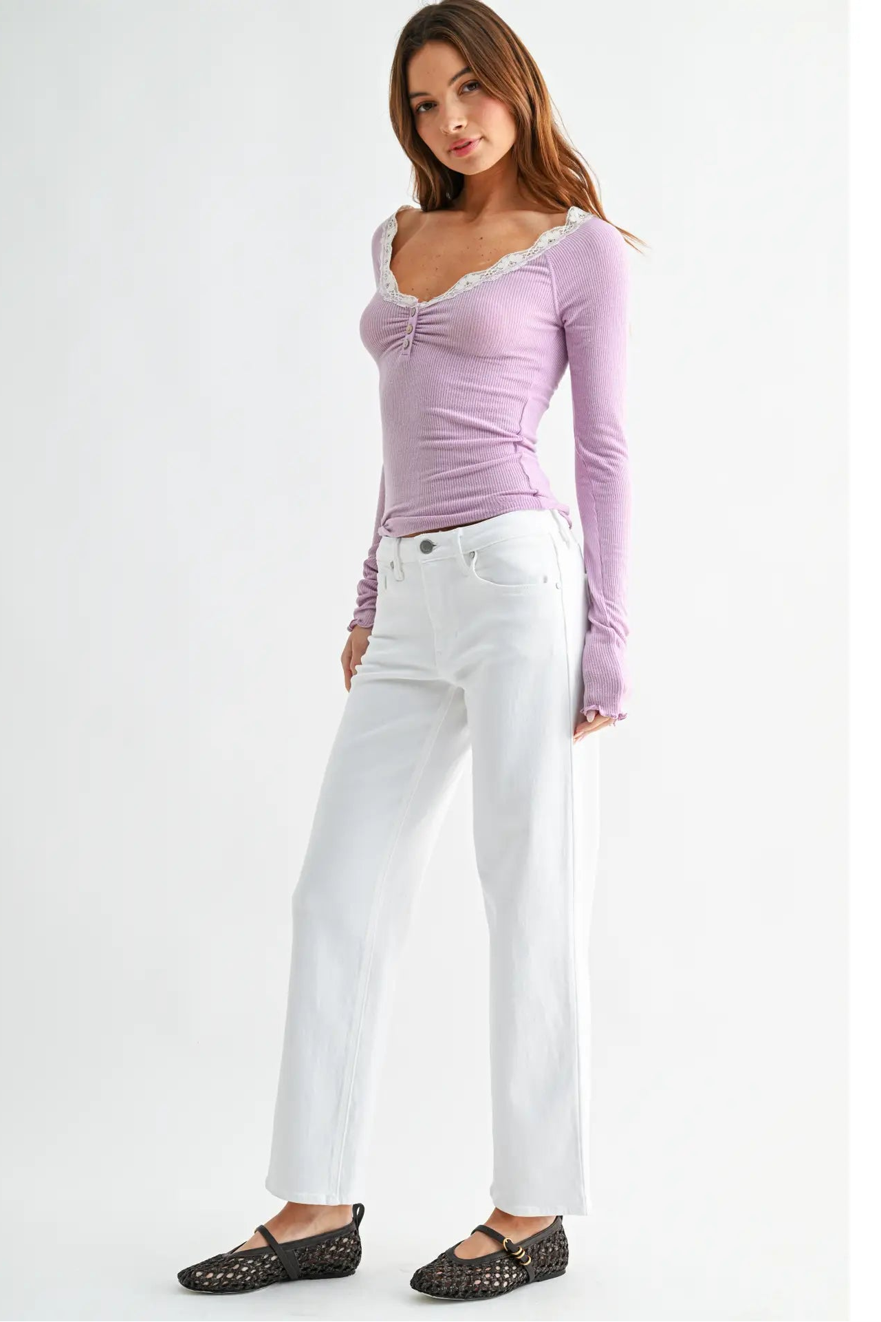 JBD Optic White Stretchy Straight Denim Pants