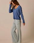 Juliet V-Neck Sweater: Denim Heather