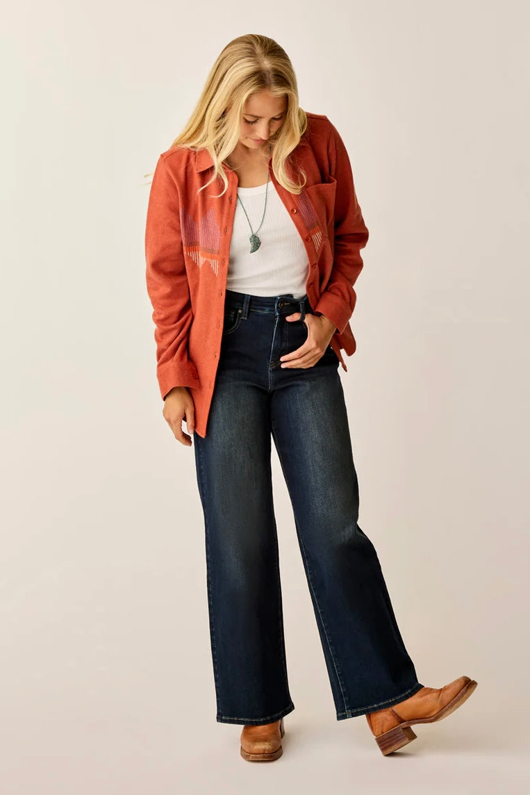 Fairbanks Supersoft Long Sleeve Shirt: Copper Zig Zag