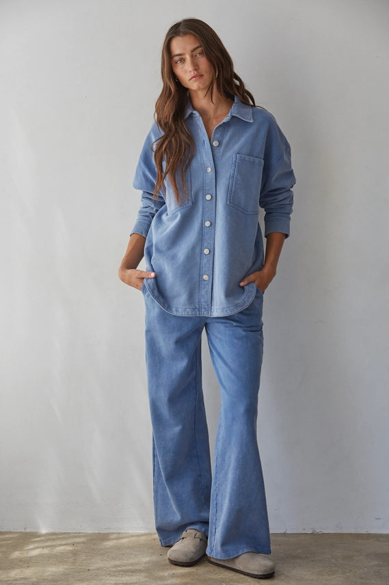 Light Denim Cotton Drawstring Pant