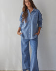 Light Denim Cotton Drawstring Pant