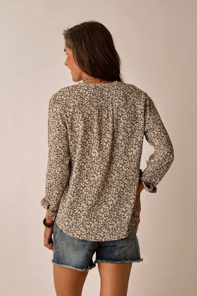 Carve Dylan Gauze Shirt: Coffee Ditsey