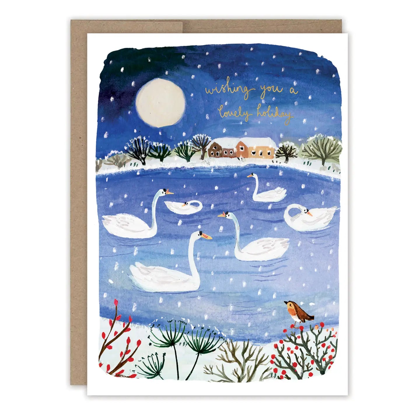 Swans Lovely Boxed Holiday Cards - Set of 10