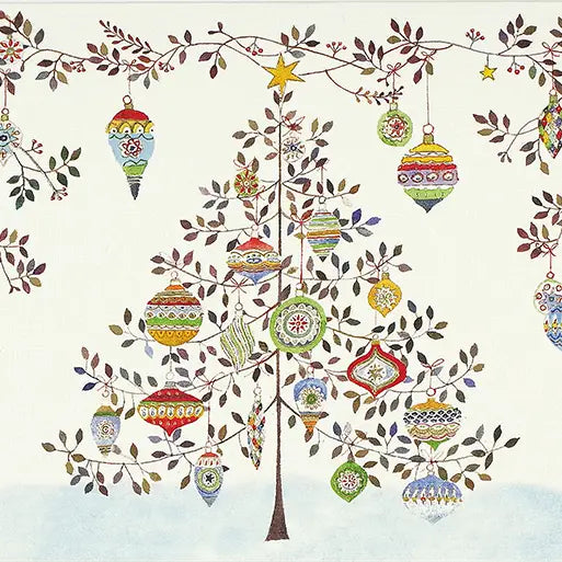 Watercolor Ornament Tree Boxed Holiday Cards