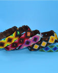 Colorful Knitted Boho Leather Dog Collar