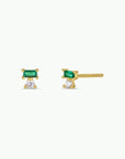 JK Double Stud Stack: Emerald and Gold Earrings