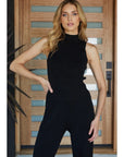 Milan Ribbed Mock Neck Sleeveless Top