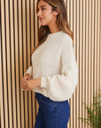 Milly Cropped Mock Neck Chunky Sweater