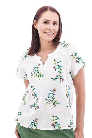 Lorena Embroidered Organic Cotton Top
