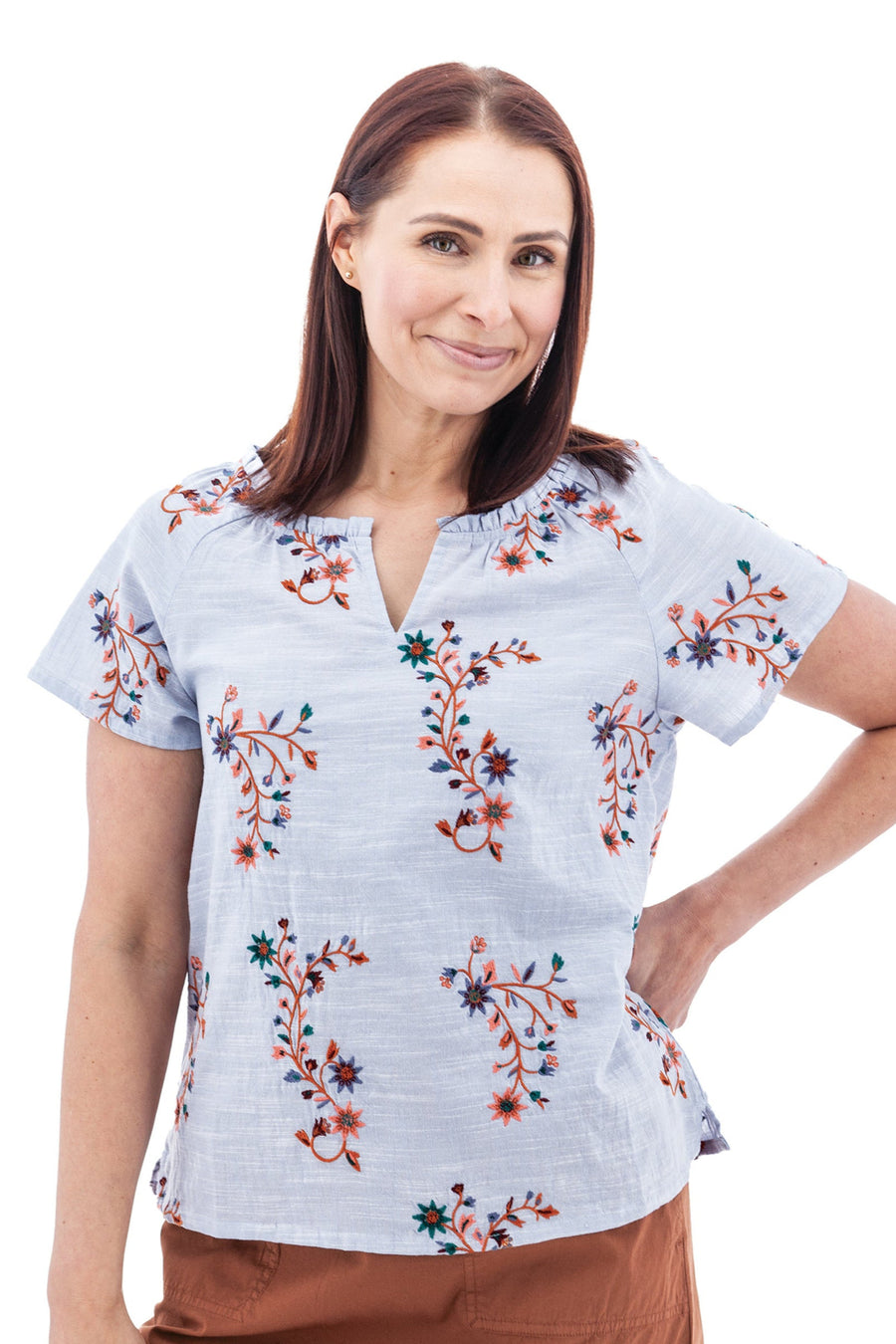 Lorena Embroidered Organic Cotton Top