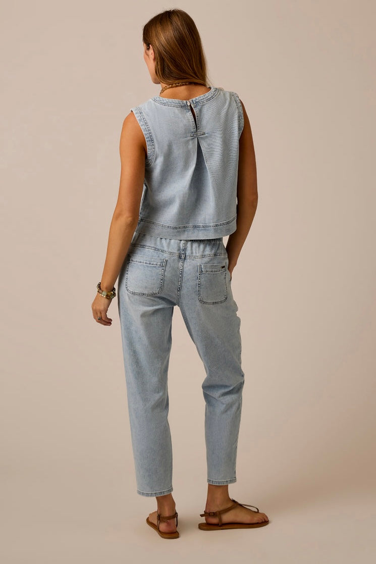 Zoe Lightweight Denim Pant-Savannah