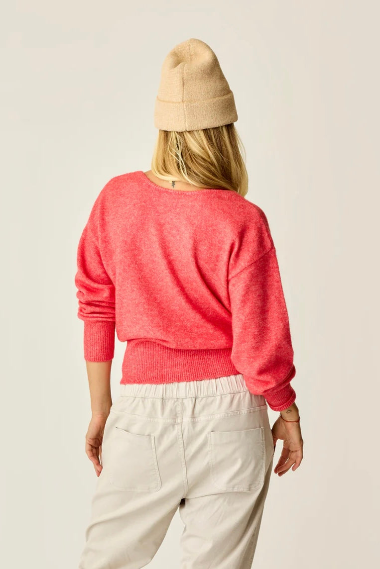 Ruth Reversible Fuzzy Sweater: Pointsettia