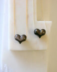 Puffy Obsidian Heart Necklace: 16" Sterling Silver