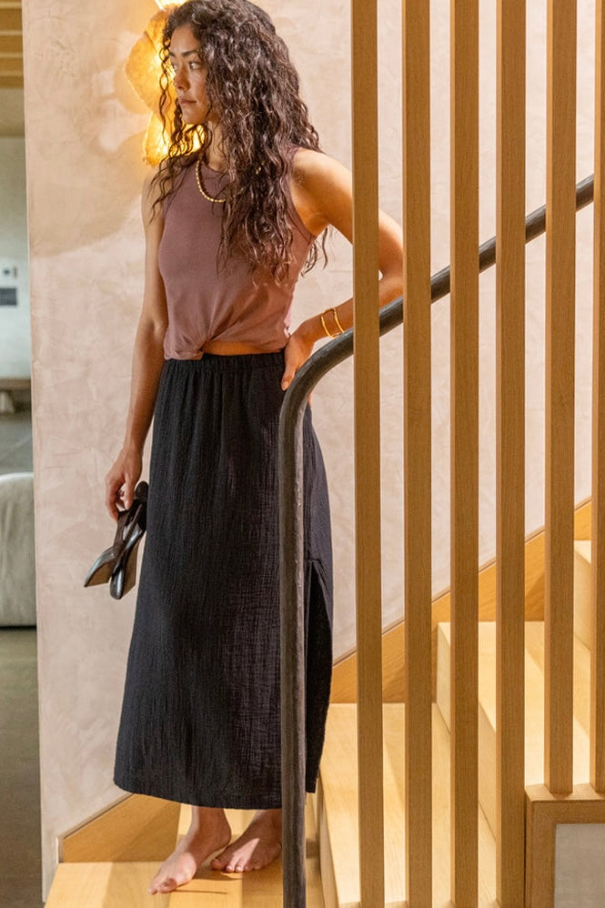 Yara Gauze Skirt-Black