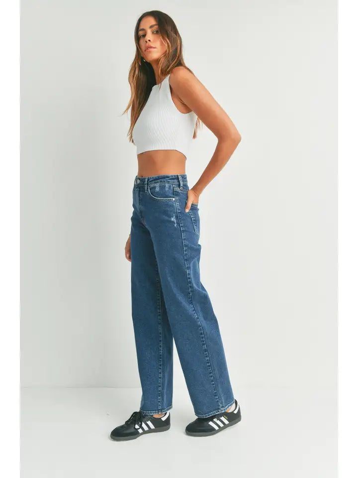 Dark Denim Wide Leg Jeans
