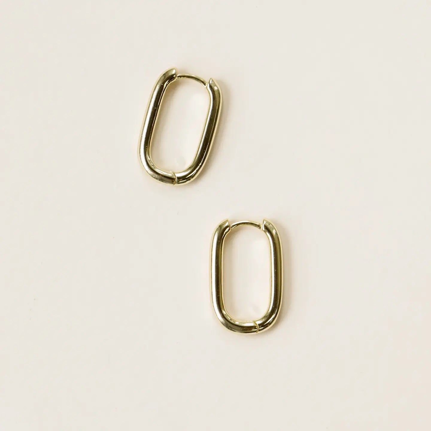 JK Large Rectangle Gold Hoop Earrings