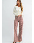 Spicey Brown Striped Relaxed Wide Leg Jeans