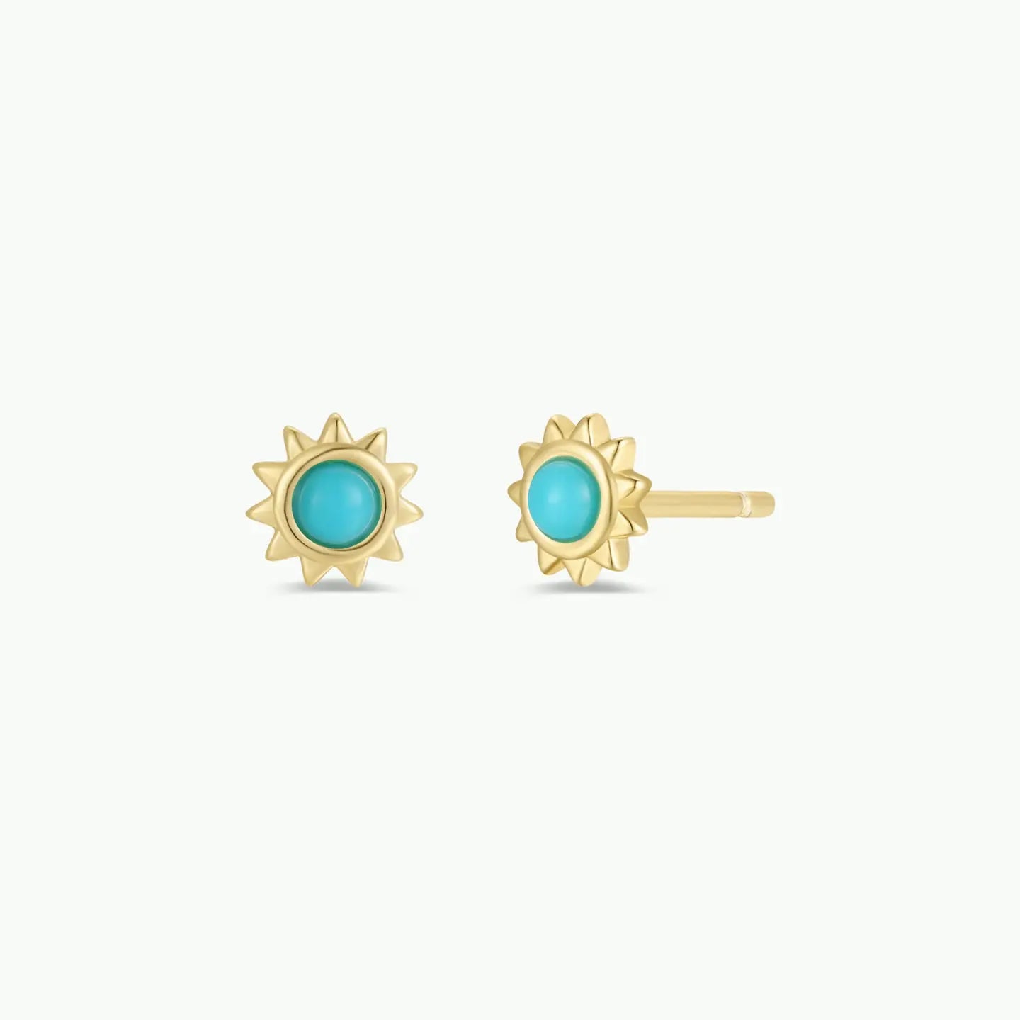 JK Sun Stud Turquoise Gold Earrings