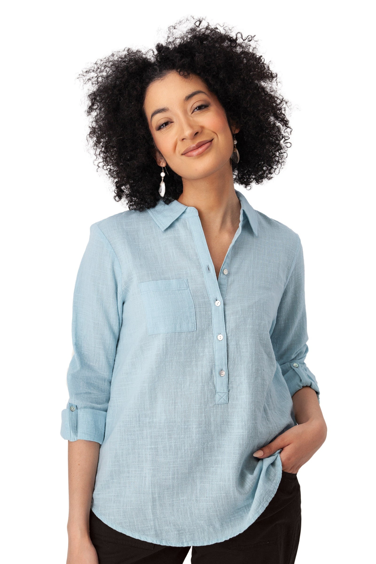 Crystal Blue Lake Popover Top