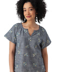 Mariposa Floral Split Neck Top