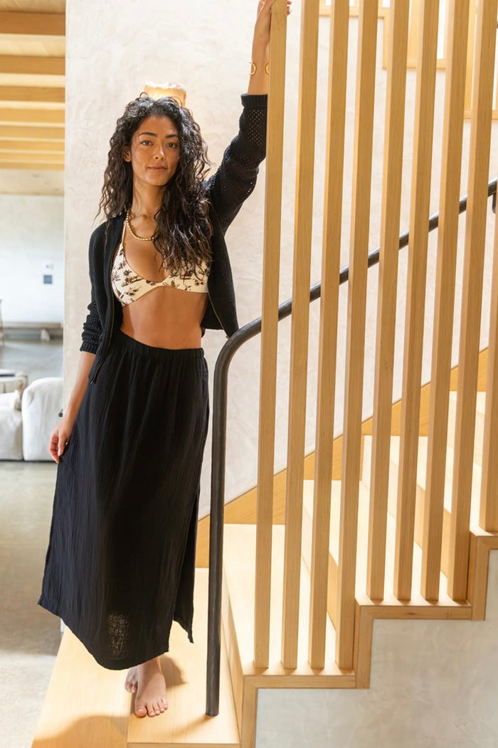 Yara Gauze Skirt-Black
