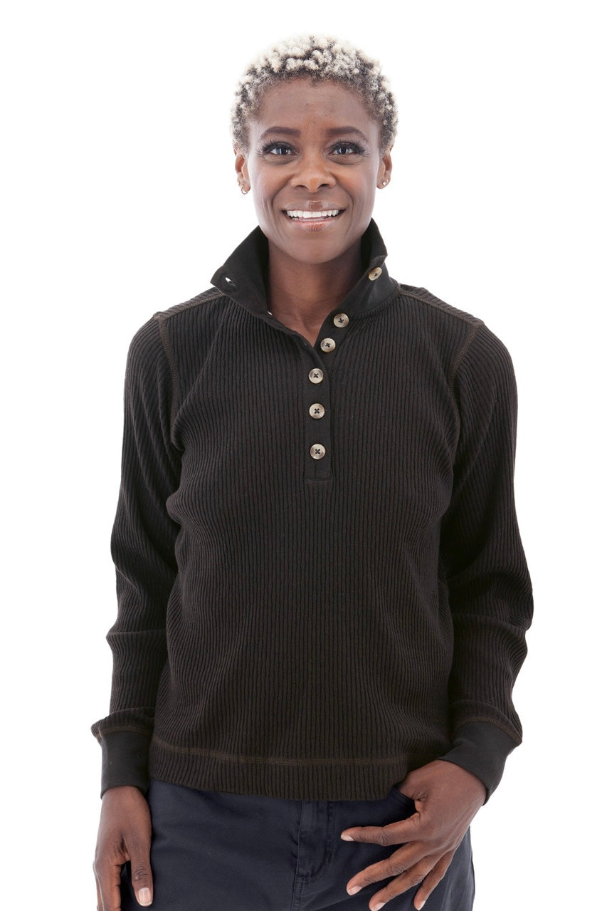 Grace Organic Cotton Henley Top: Black Bean